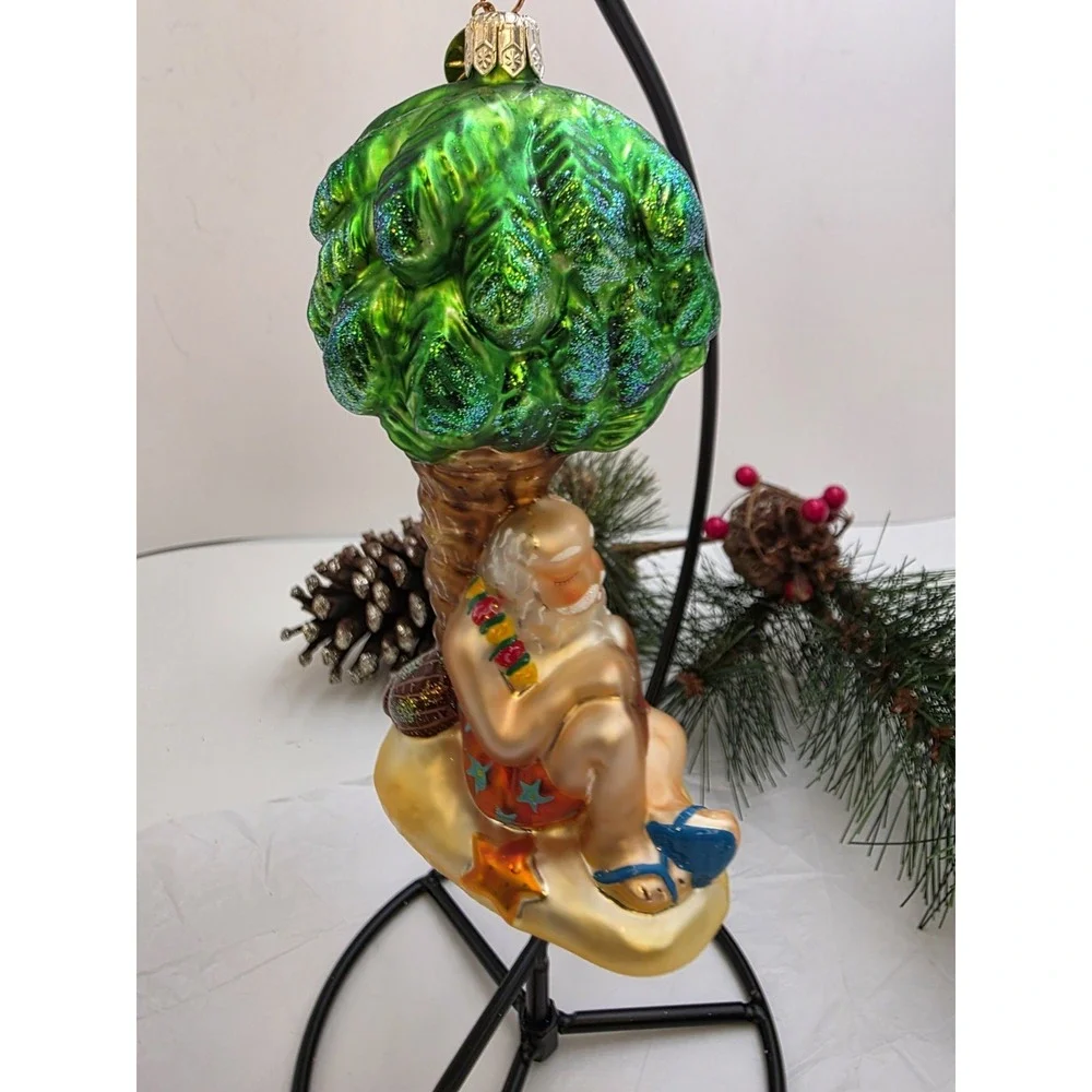 Christopher Radko Holiday Dreamin Santa Palm Tree Christmas Ornament 6